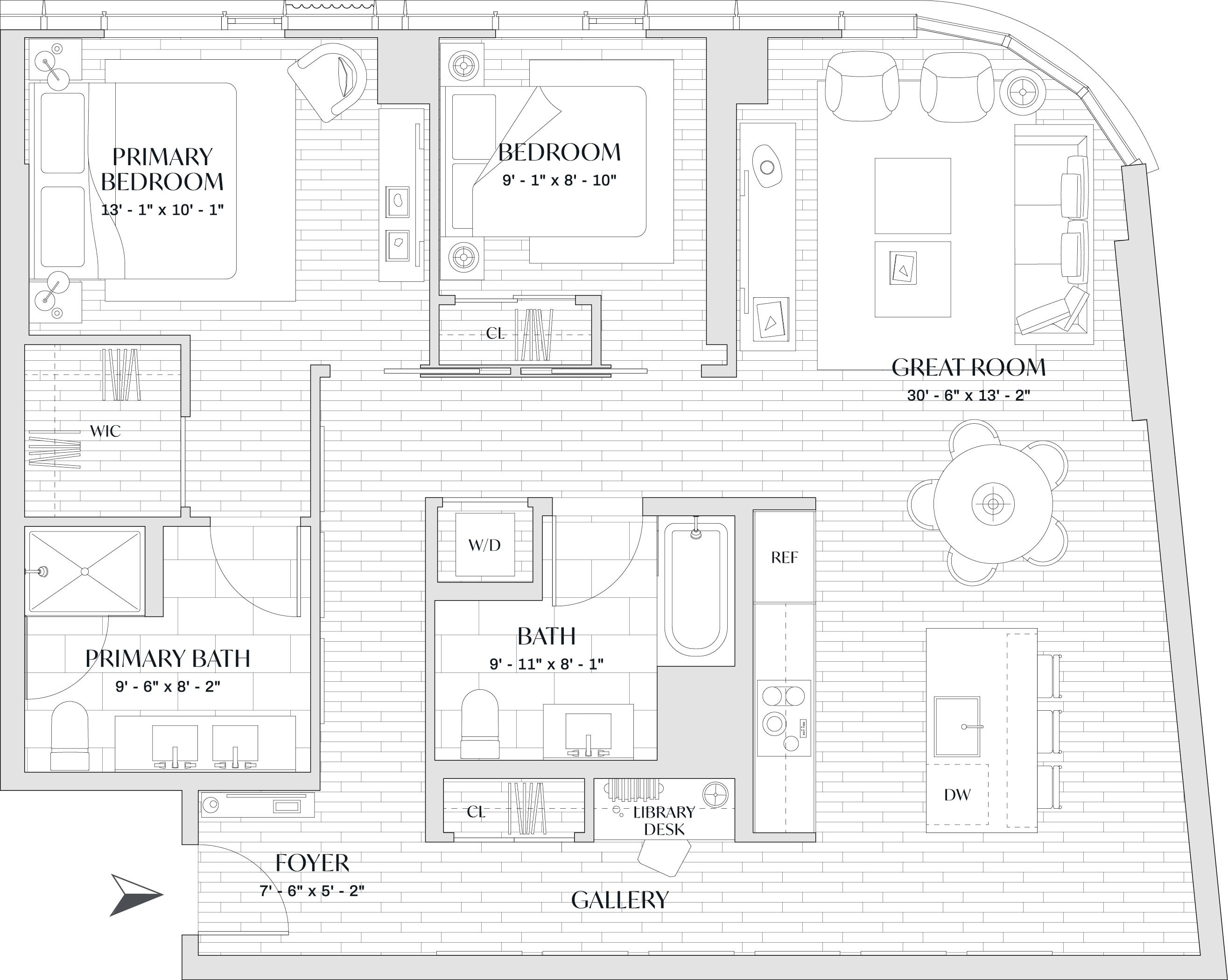 floorplan at The Parker condominiums in Boston