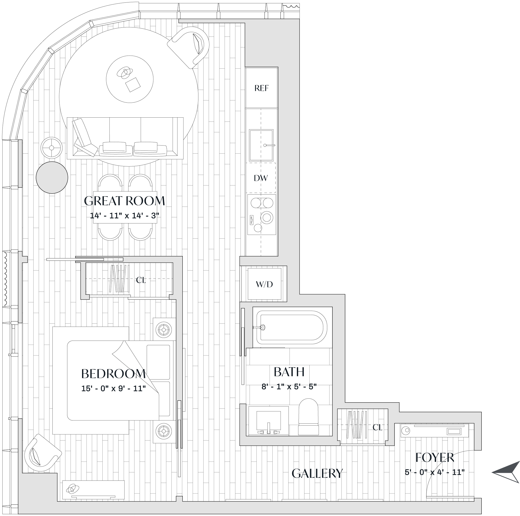floorplan at The Parker condominiums in Boston