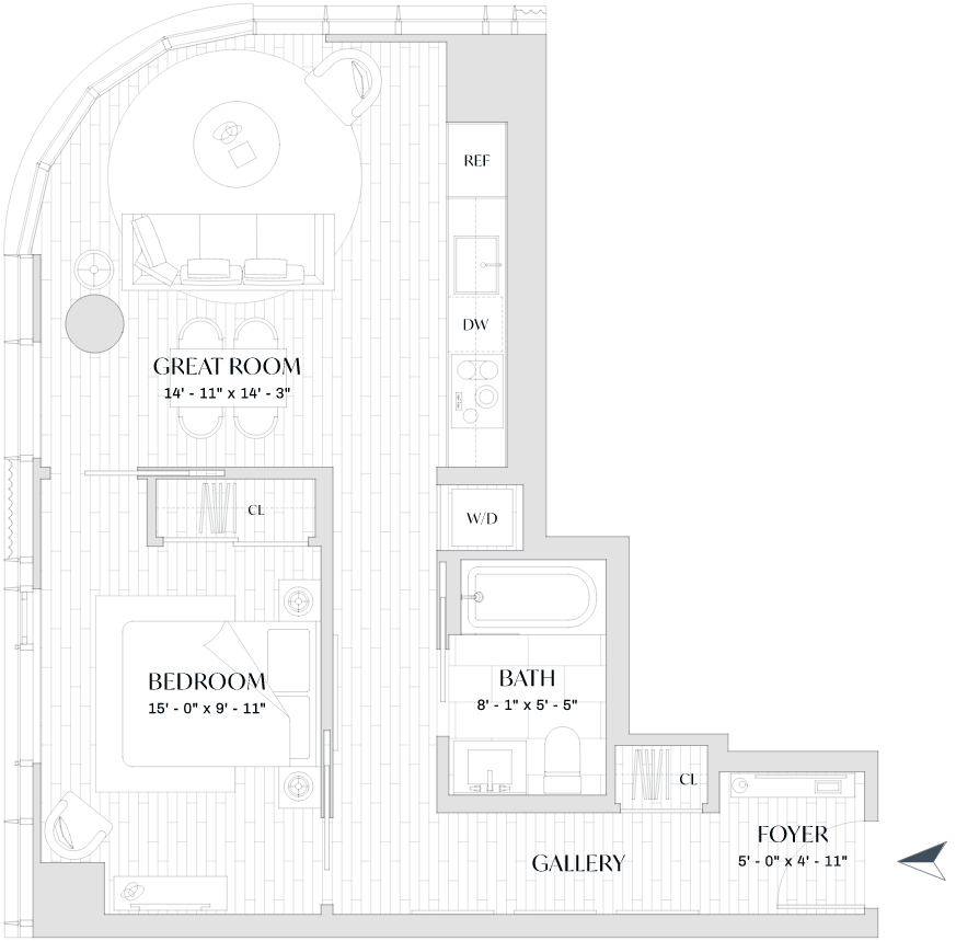 floorplan at The Parker condominiums in Boston