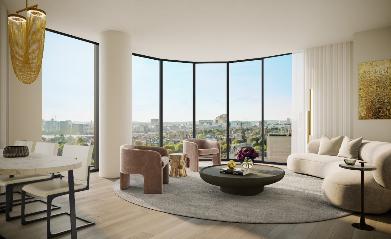 image of a living space at The Parker condominiums in Boston