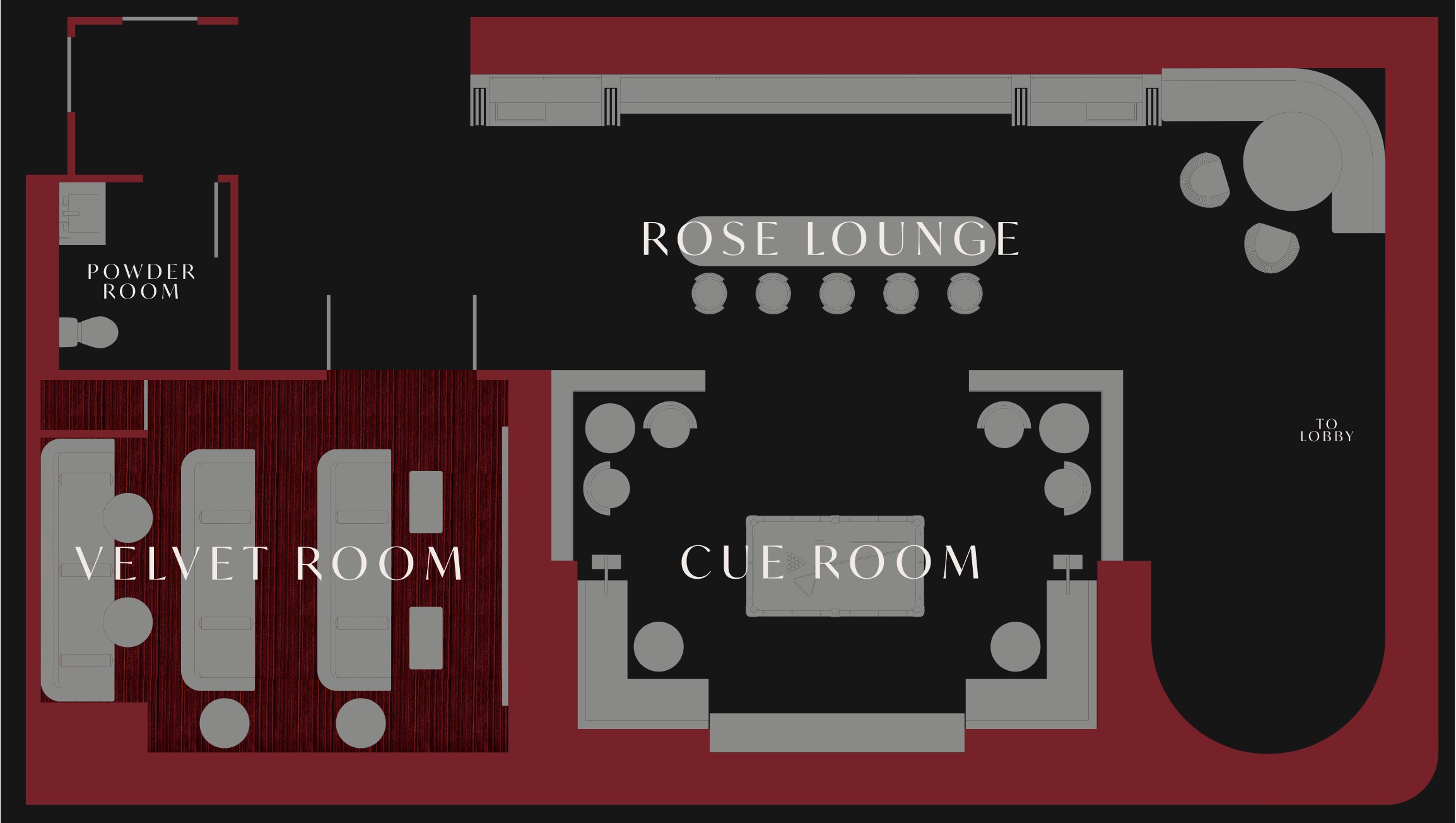 floorplan of the amenity suite at The Parker condominiums in Boston