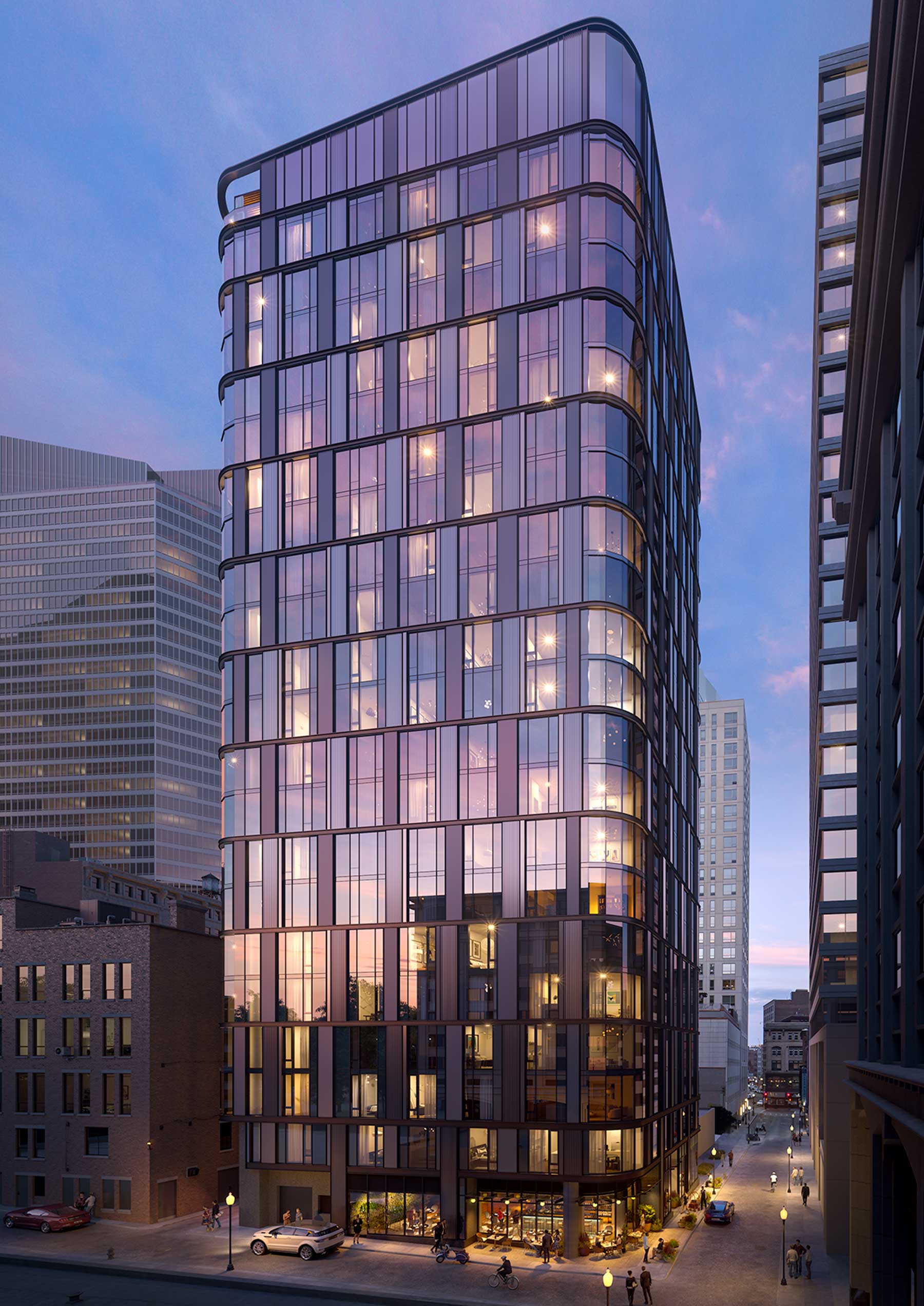 exterior image of The Parker condominiums in Boston